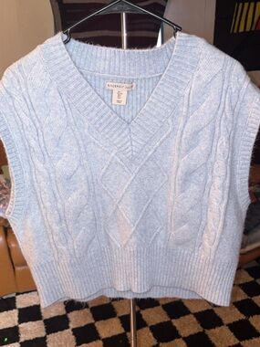 Sincerly Jules Light Blue Cable Knit V-Neck Sweater Vest